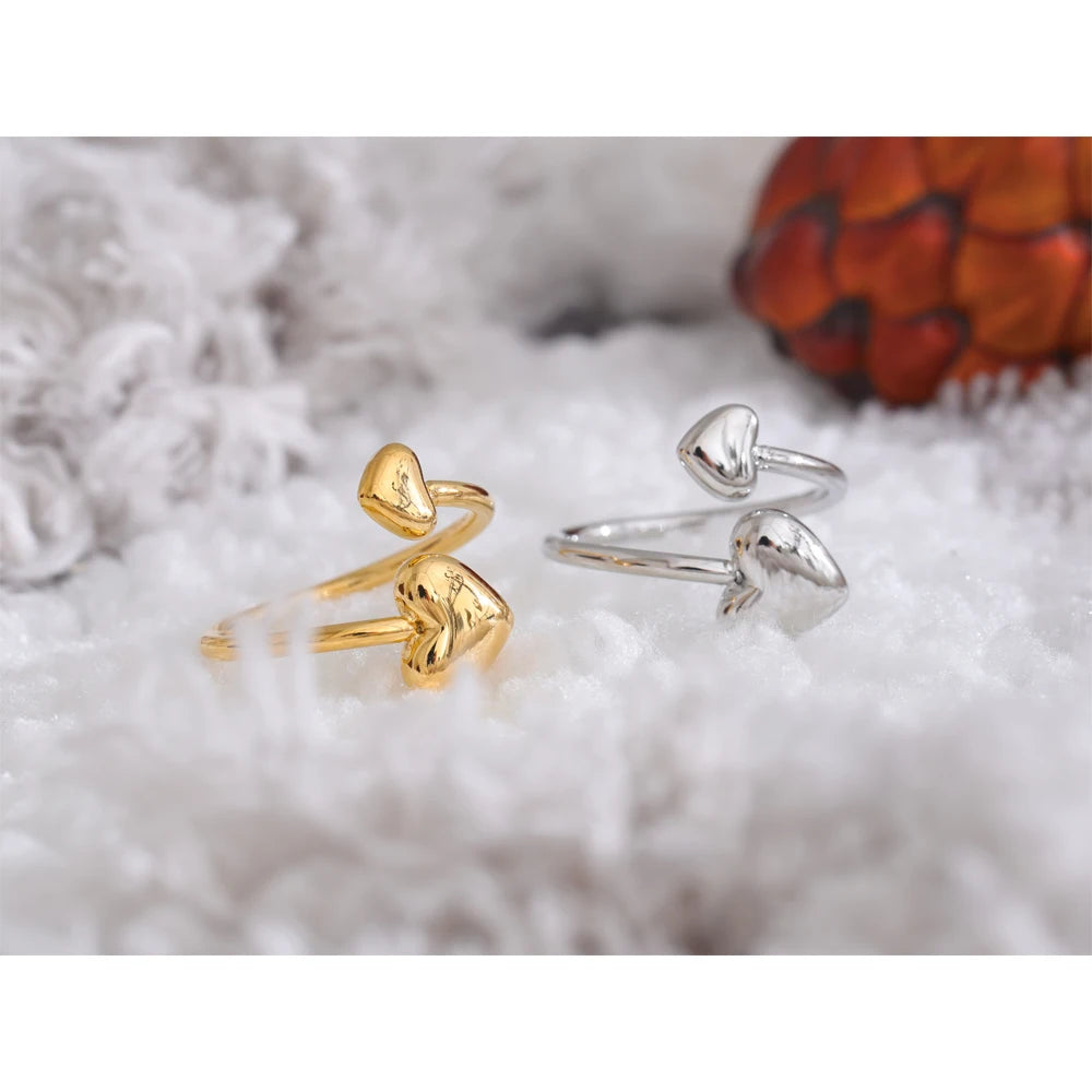 Anel Regulável Coração Banhado em Ouro 18K