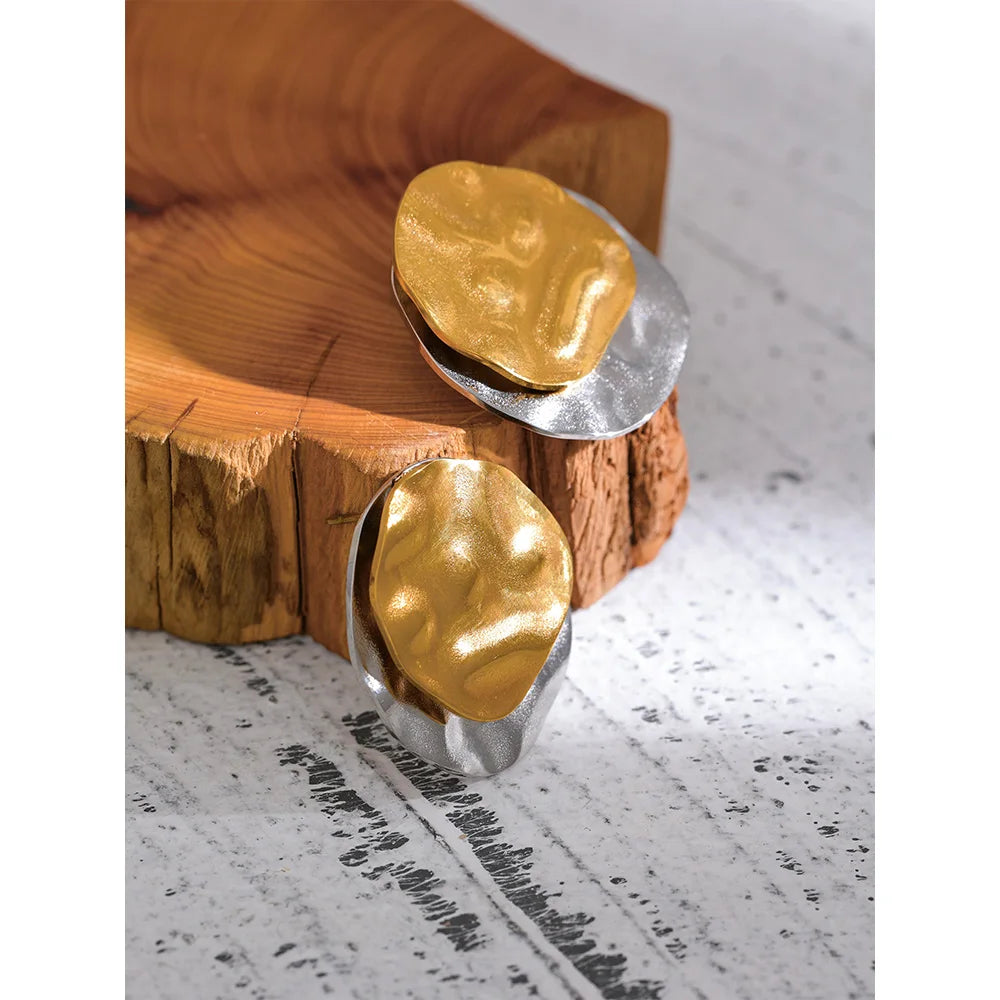 Brinco Chapeado Duplo Banhado em Ouro 18K