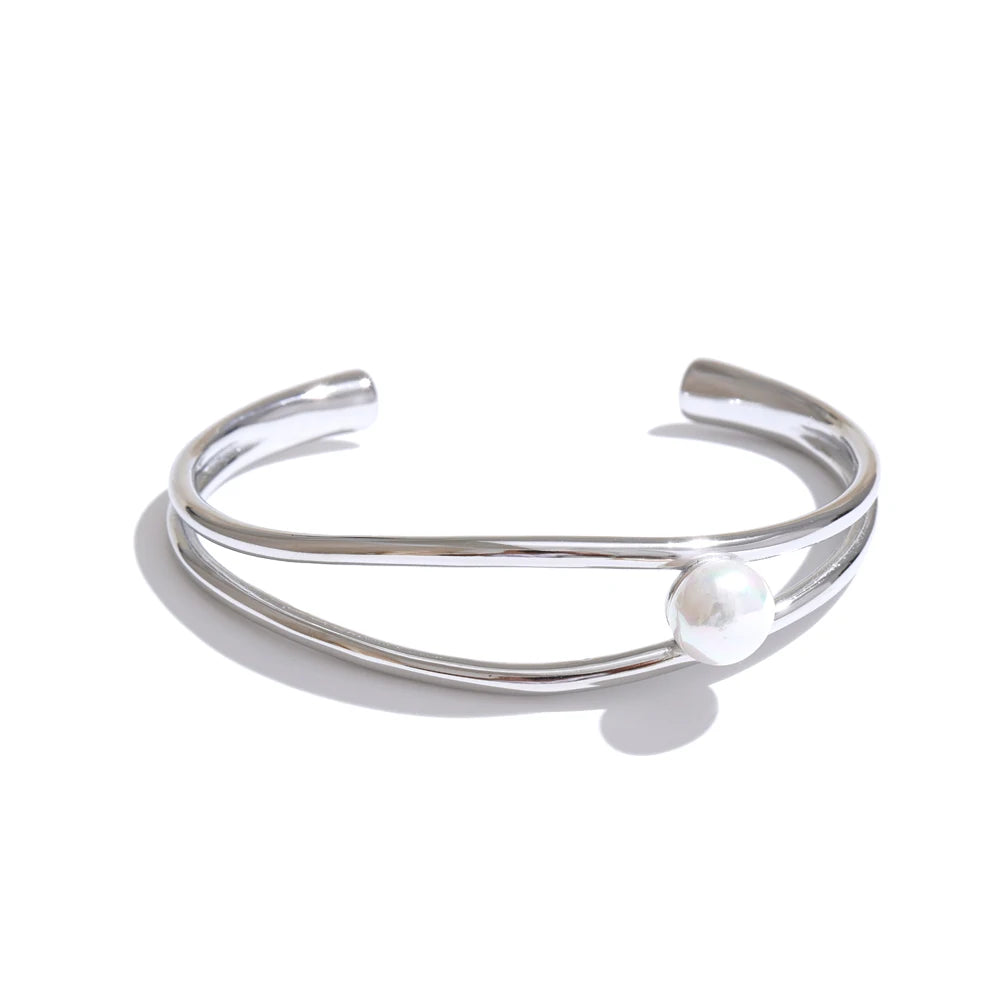 Bracelete Minimalista Pérola Banhado em Ouro 18K