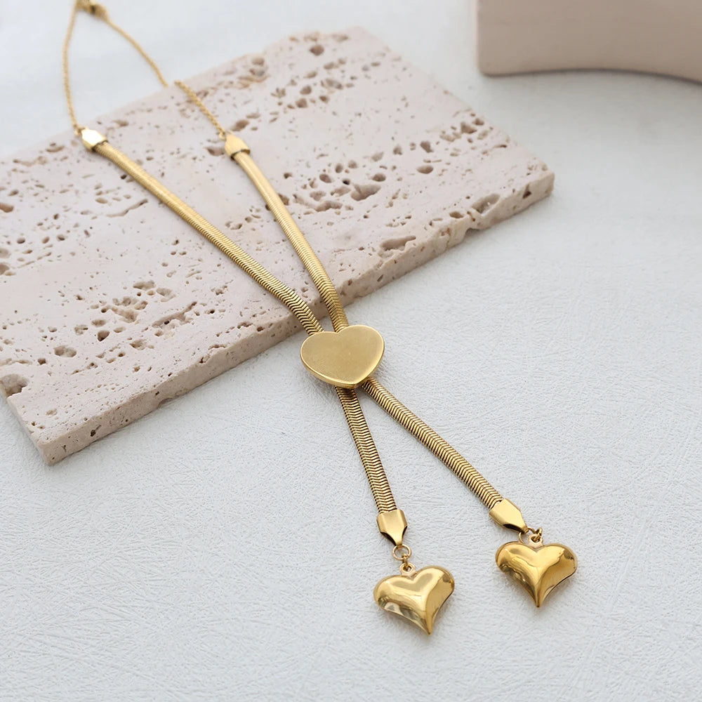 Colar 2 Corações Banhado em Ouro 18K