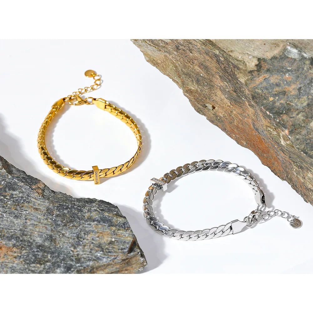 Pulseira Corrente Amassada Banhado em Ouro 18K