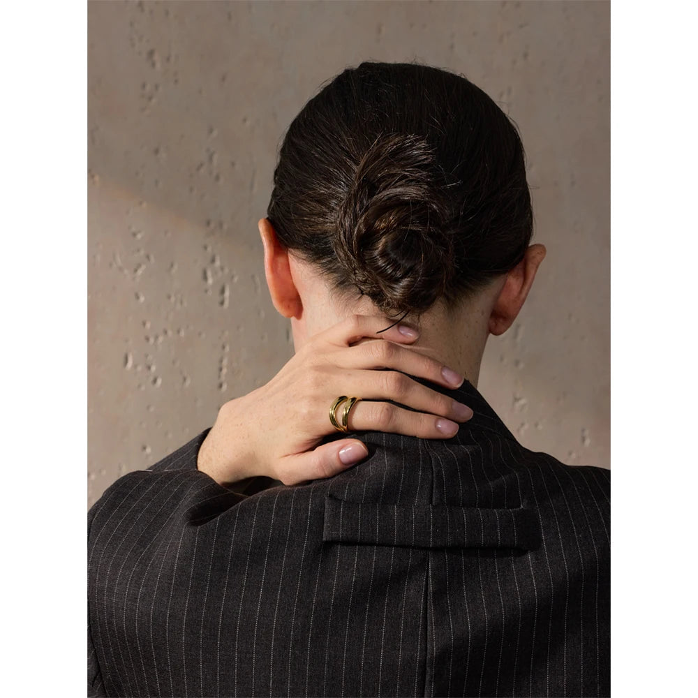 Anel Dupla Onda Banhado em Ouro 18K