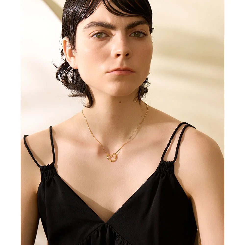 Colar Pingente Coração Banhado em Ouro 18K