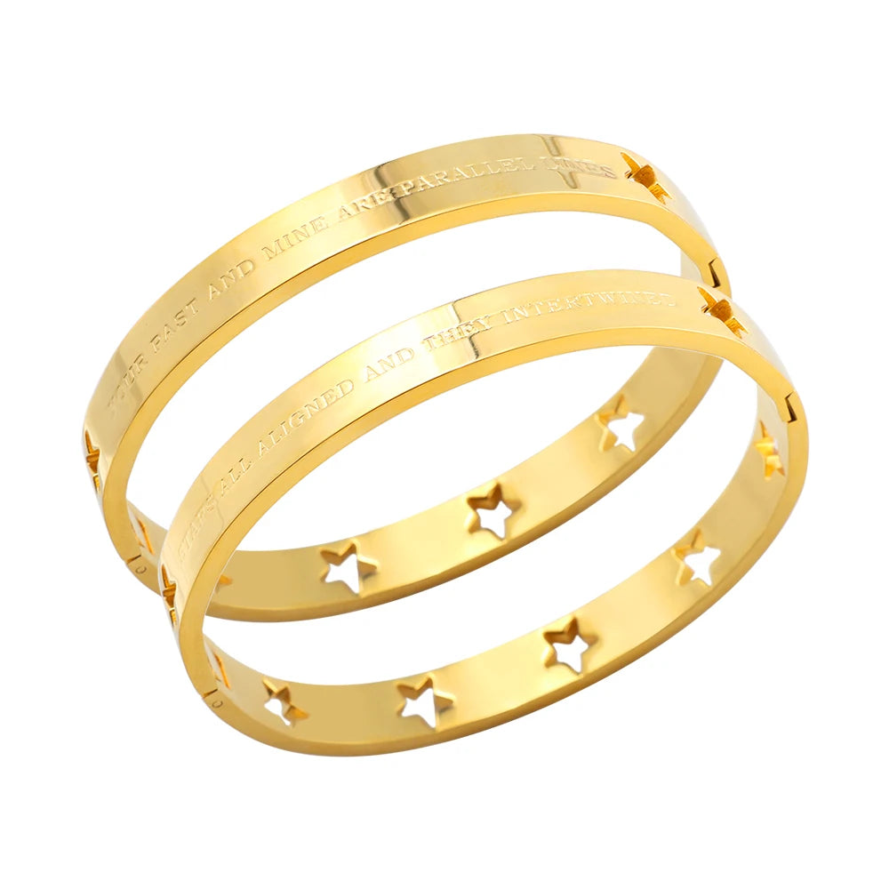 Conjunto Braceletes Estrelas Banhado em Ouro 18K
