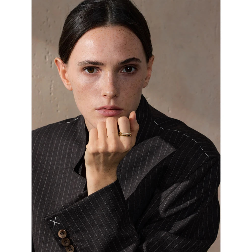 Anel Duplo Regulável Banhado em Ouro 18K