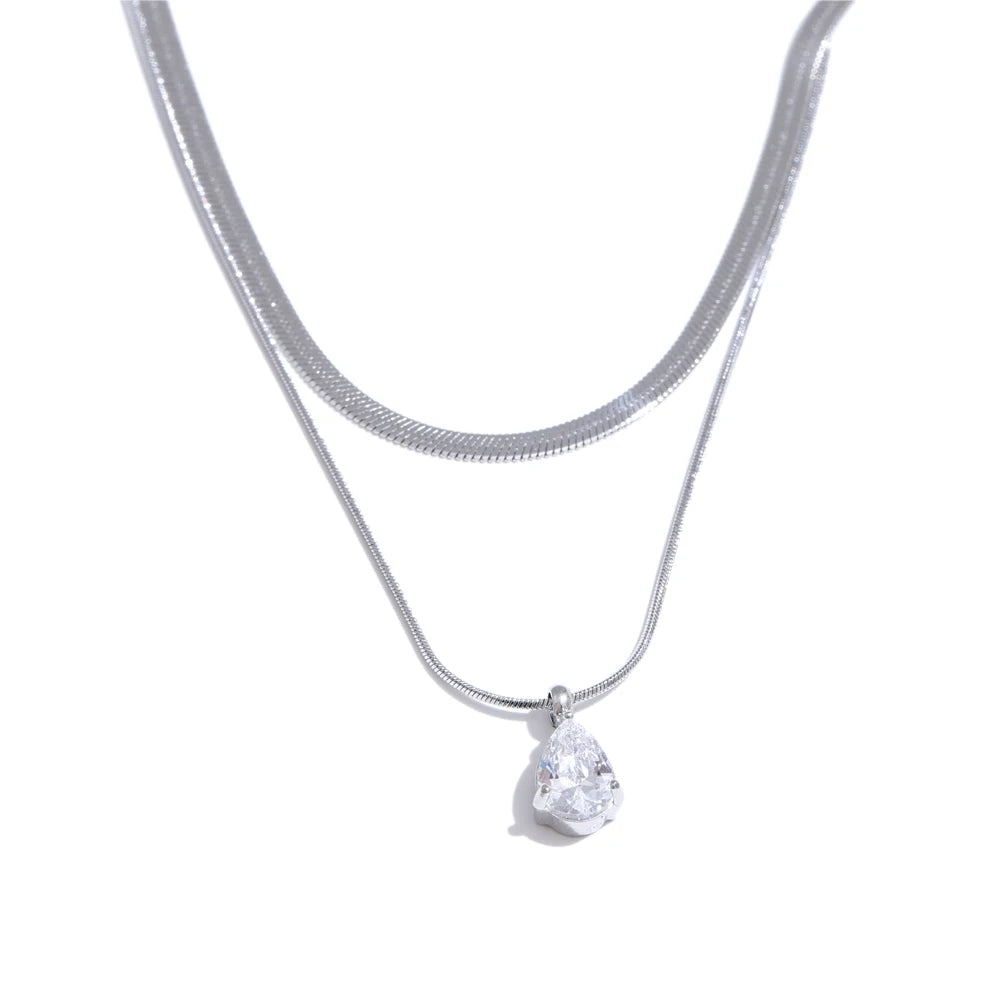 Colar Duplo Gota de Luz Banhado em Ouro 18K