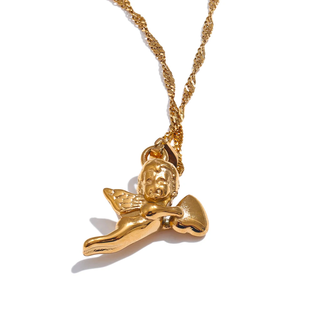 Colar Angel Heart Banhado em Ouro 18K