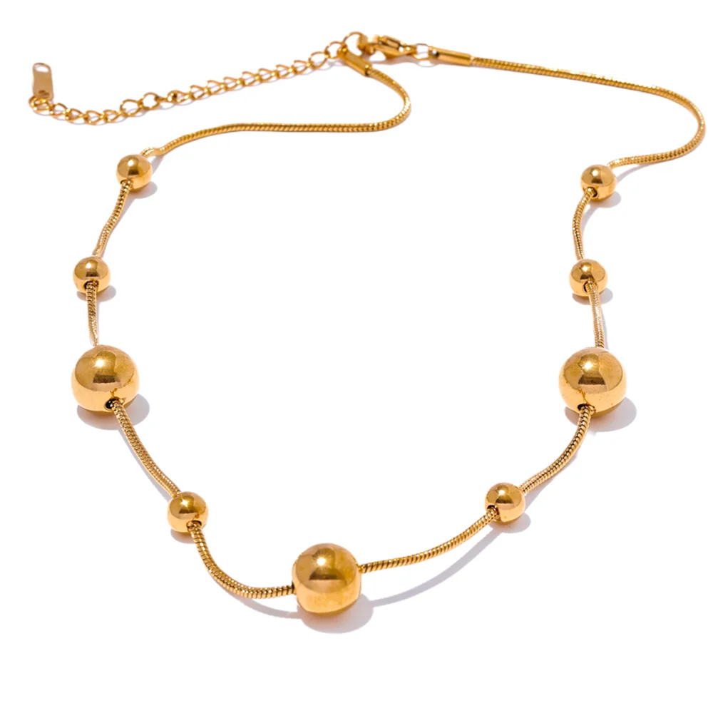 Colar Esferas Separadas Banhado em Ouro 18K