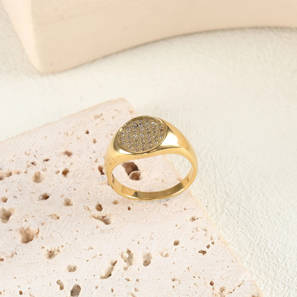 Anel Aurora Zircônias Banhado em Ouro 18K