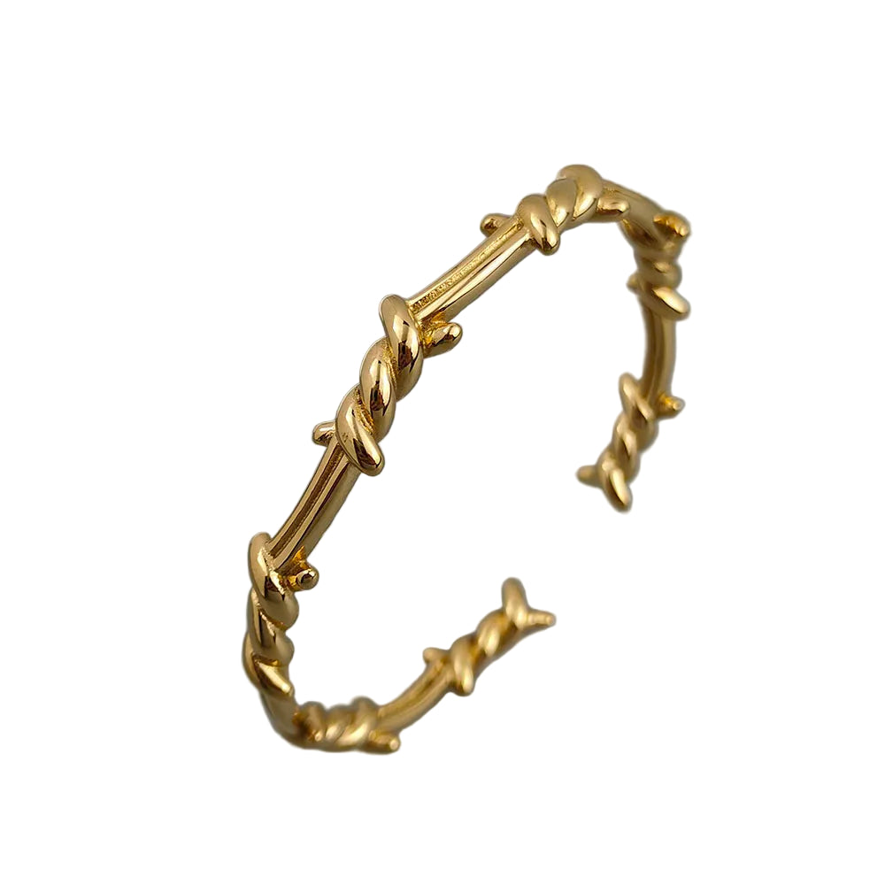 Bracelete Arame Farpado Banhado em Ouro 18K