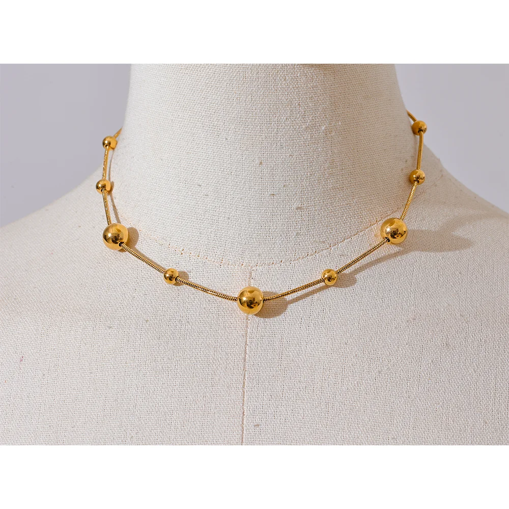 Colar Esferas Separadas Banhado em Ouro 18K