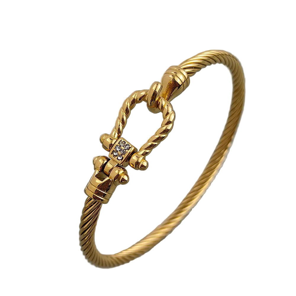 Bracelete Torcido Fivela Banhado em Ouro 18K