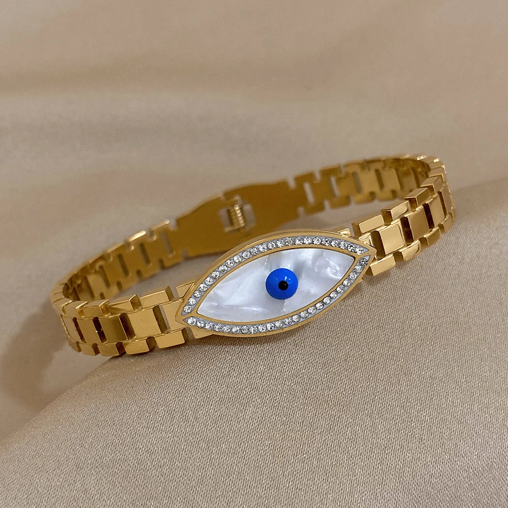 Bracelete Olho Grego Banhado em Ouro 18K