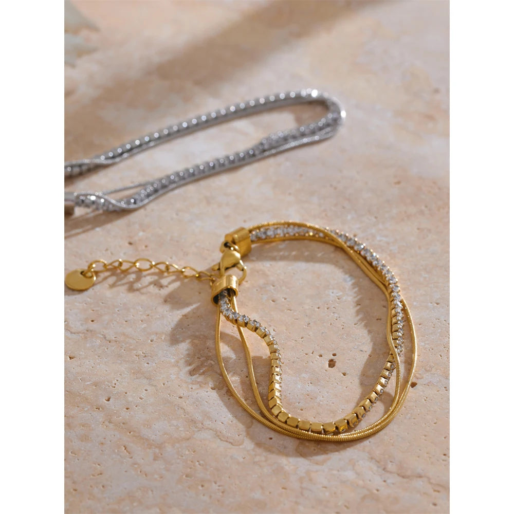 Pulseira Mix Zircônias Banhado em Ouro 18K