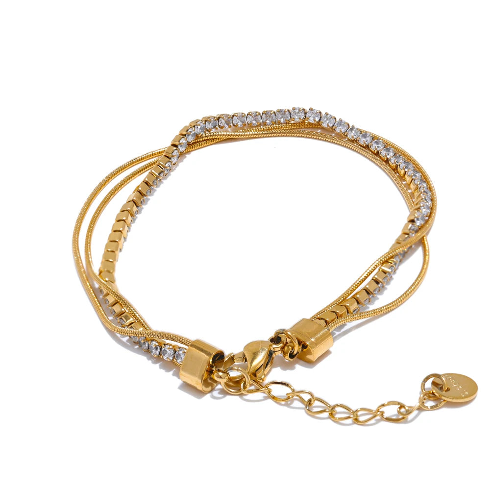 Pulseira Mix Zircônias Banhado em Ouro 18K