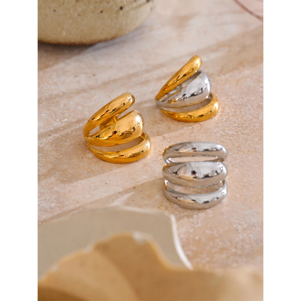 Anel Aura Regulável Banhado em Ouro 18K