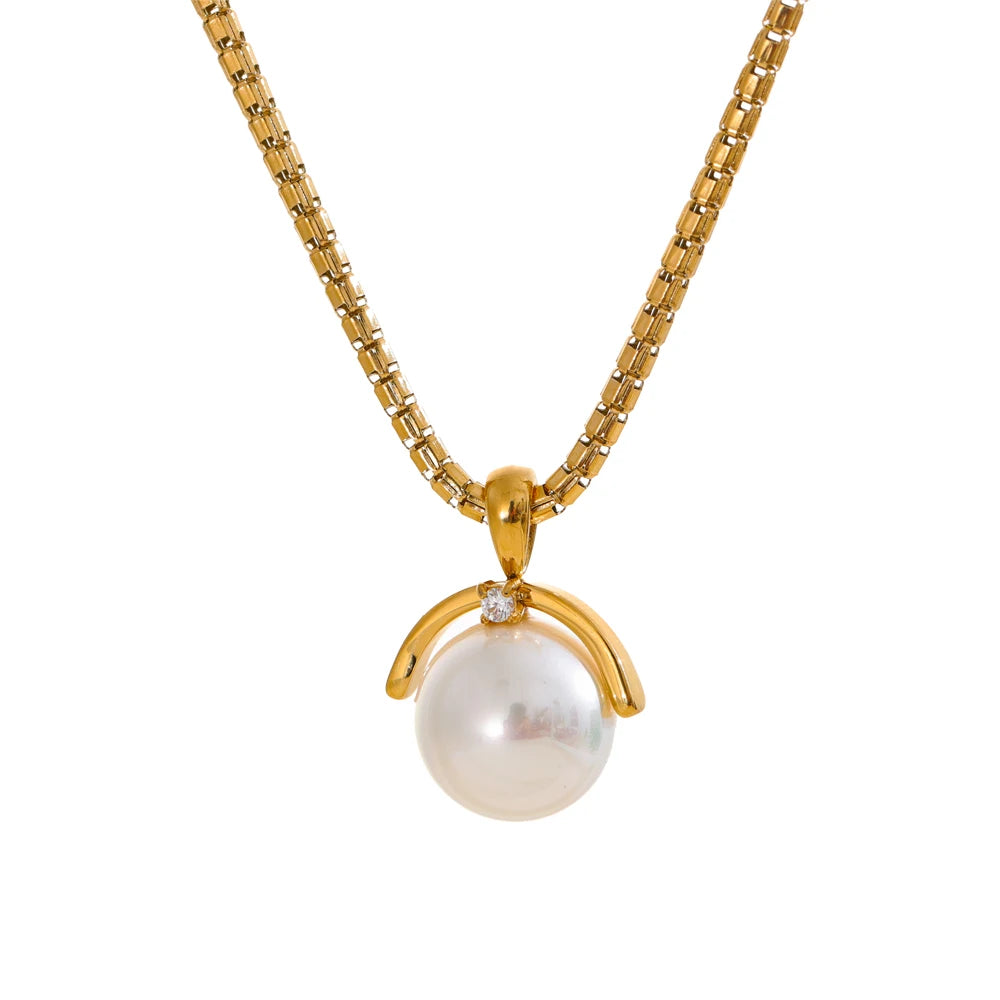 Colar Pingente Pérola Banhado em Ouro 18K