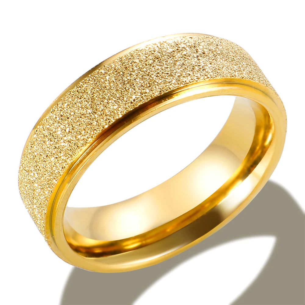 Anel Aliança Jateado Banhado em Ouro 18K