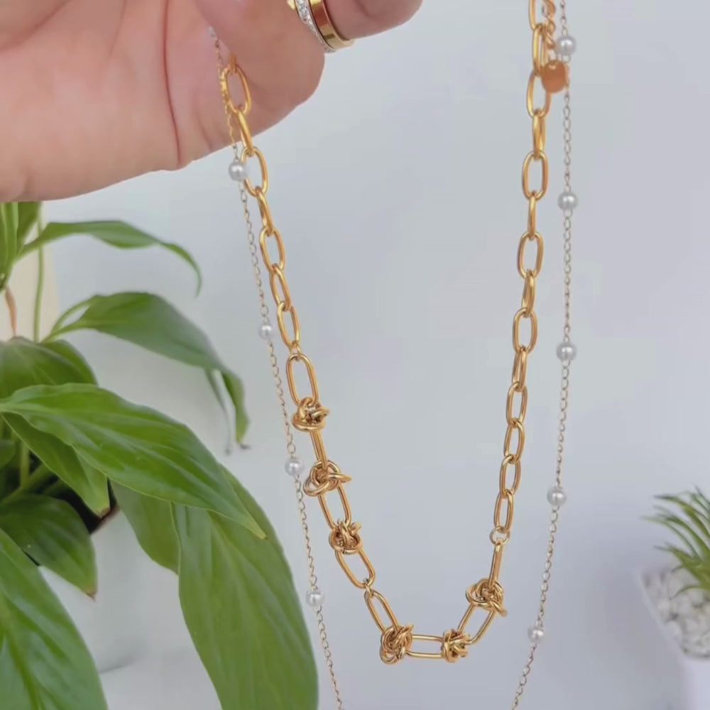 Colar Duplo Corrente Banhado em Ouro 18K